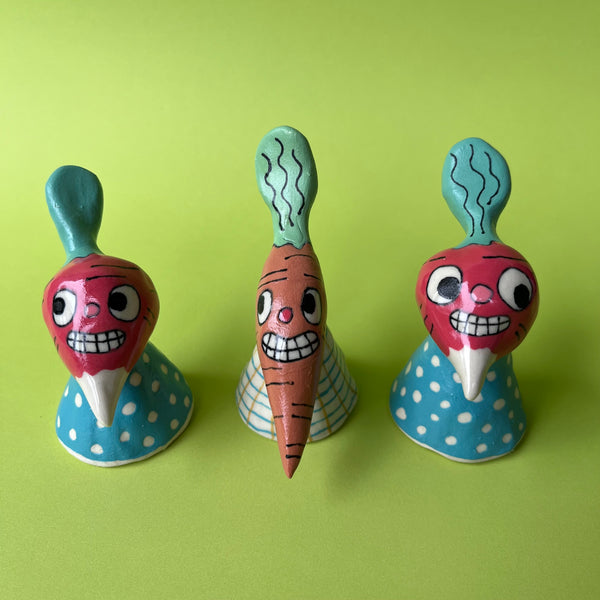 Ceramic Hand Built Bell Radish, Carrot