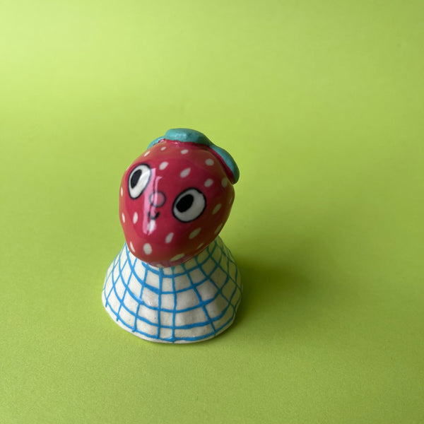 Ceramic Hand Built Bell Apple, Strawberry