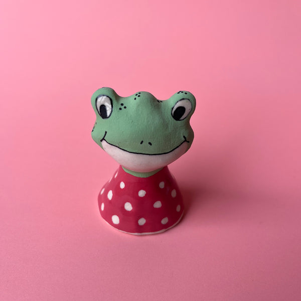Ceramic Hand Built Bell Frog, Mushroom