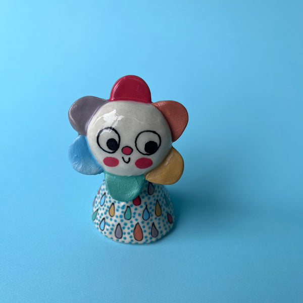 Ceramic Hand Built Bell Rainbow Cloud, Flower