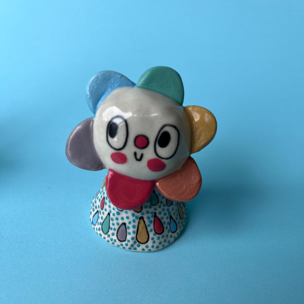 Ceramic Hand Built Bell Rainbow Cloud, Flower