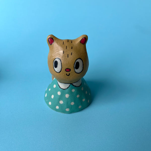 Ceramic Hand Built Bell Squirrel, Bear, Rabbit, Goose, Cat