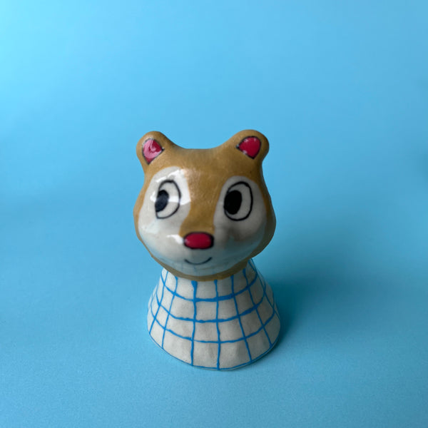 Ceramic Hand Built Bell Squirrel, Bear, Rabbit, Goose, Cat