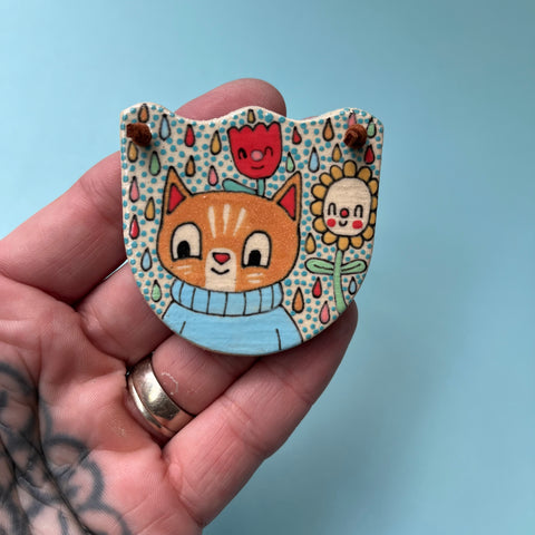 Ceramic Hand Built Cat Necklace