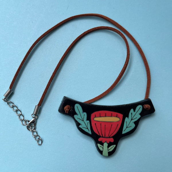 Ceramic Hand Built Flower Necklace