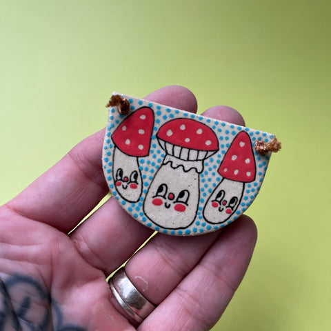 Ceramic Hand Built Mushroom Necklace