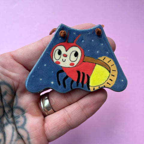 Ceramic Hand Built Lightning Bug Necklace