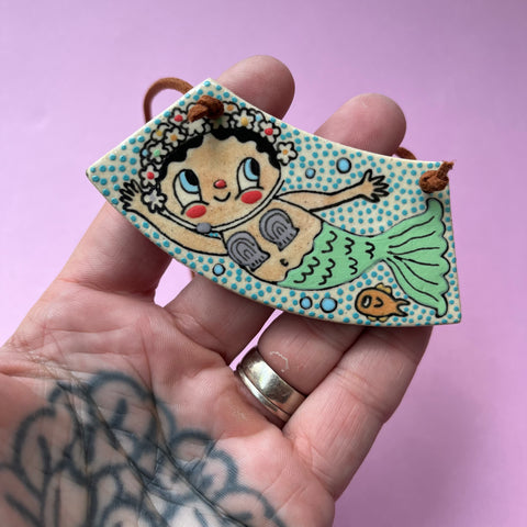 Ceramic Hand Built Mermaid Necklace