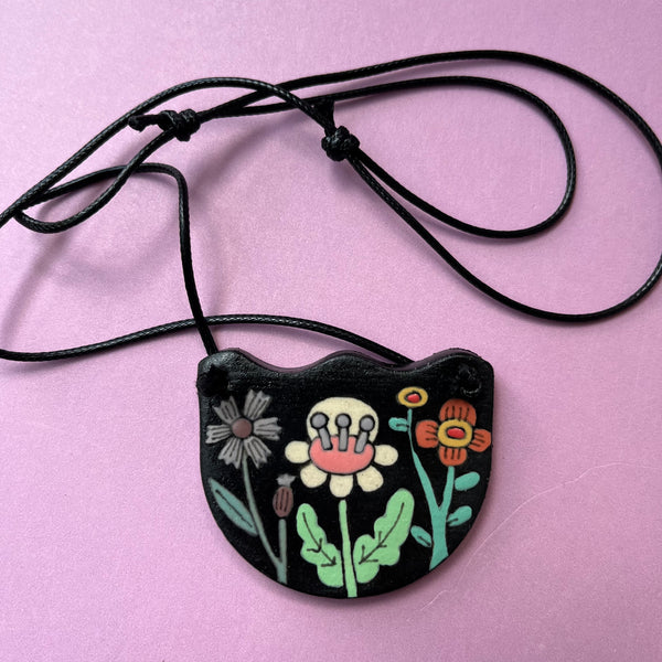 Ceramic Hand Built Flower Necklace