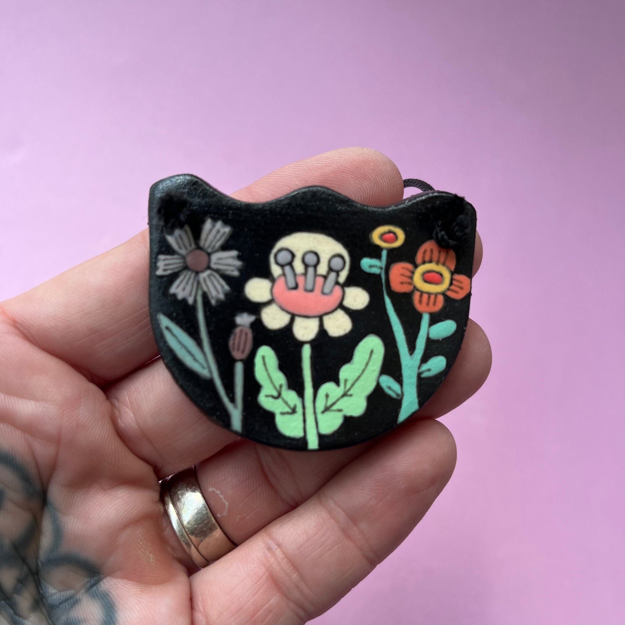 Ceramic Hand Built Flower Necklace