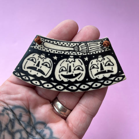 Ceramic Hand Built Jack O' Lanterns Necklace