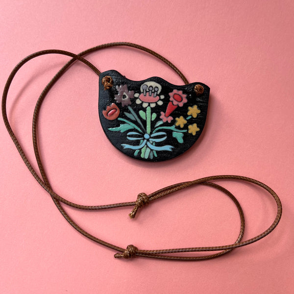 Ceramic Hand Built Flower Necklace