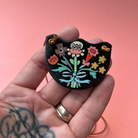 Ceramic Hand Built Flower Necklace