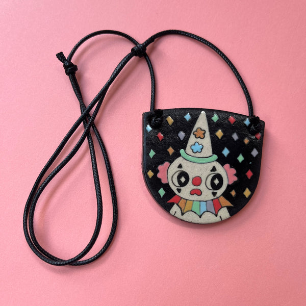 Ceramic Hand Built Clown Necklace