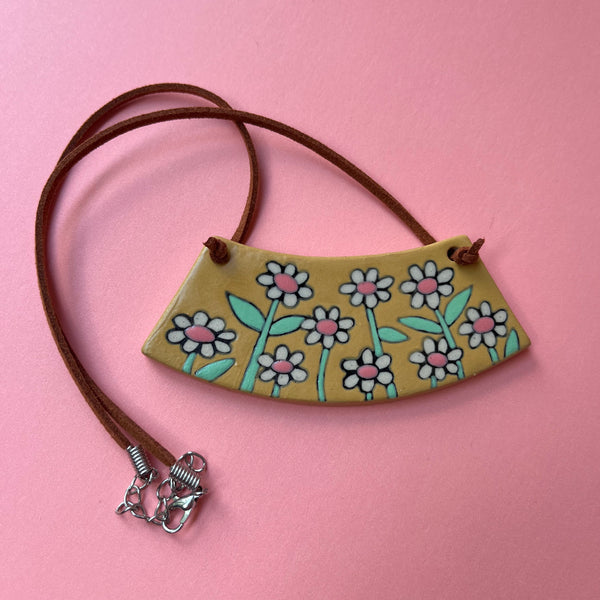 Ceramic Hand Built Flower Necklace