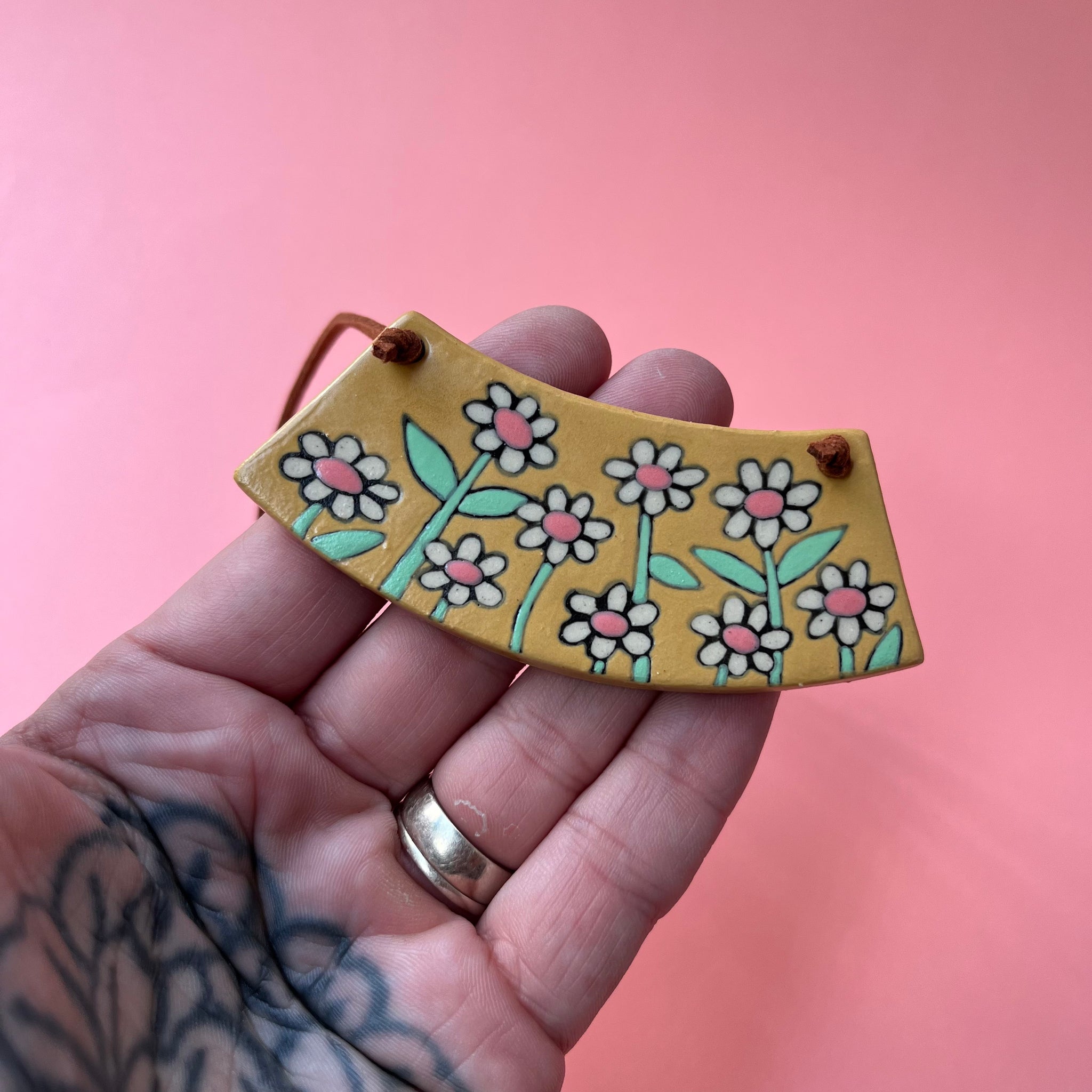 Ceramic Hand Built Flower Necklace