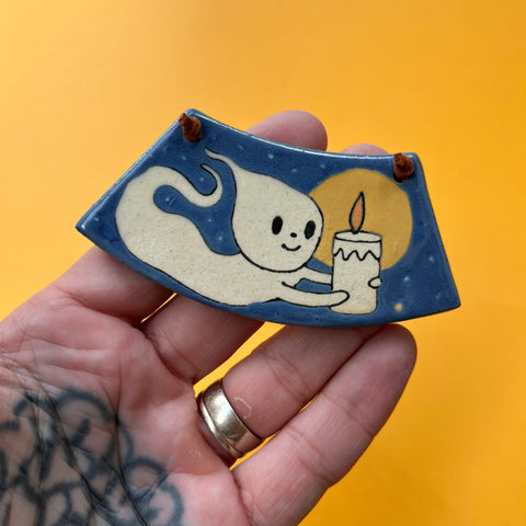 Ceramic Hand Built Ghost Necklace