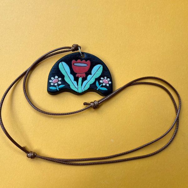 Ceramic Hand Built Flower Necklace