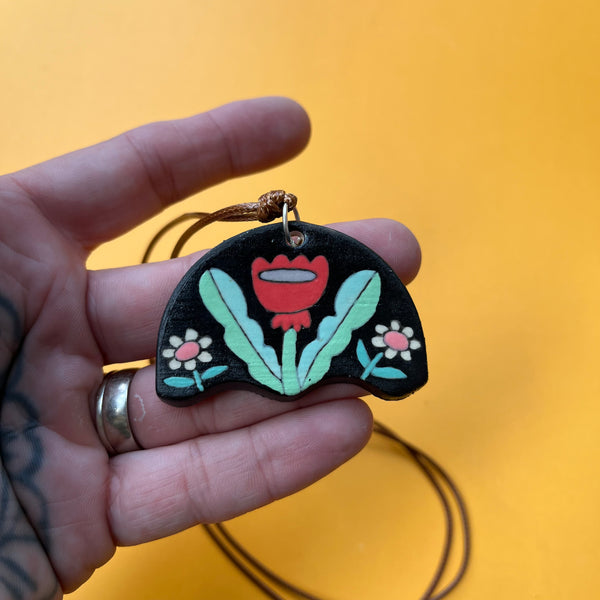 Ceramic Hand Built Flower Necklace