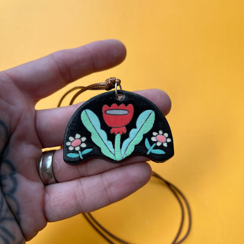 Ceramic Hand Built Flower Necklace