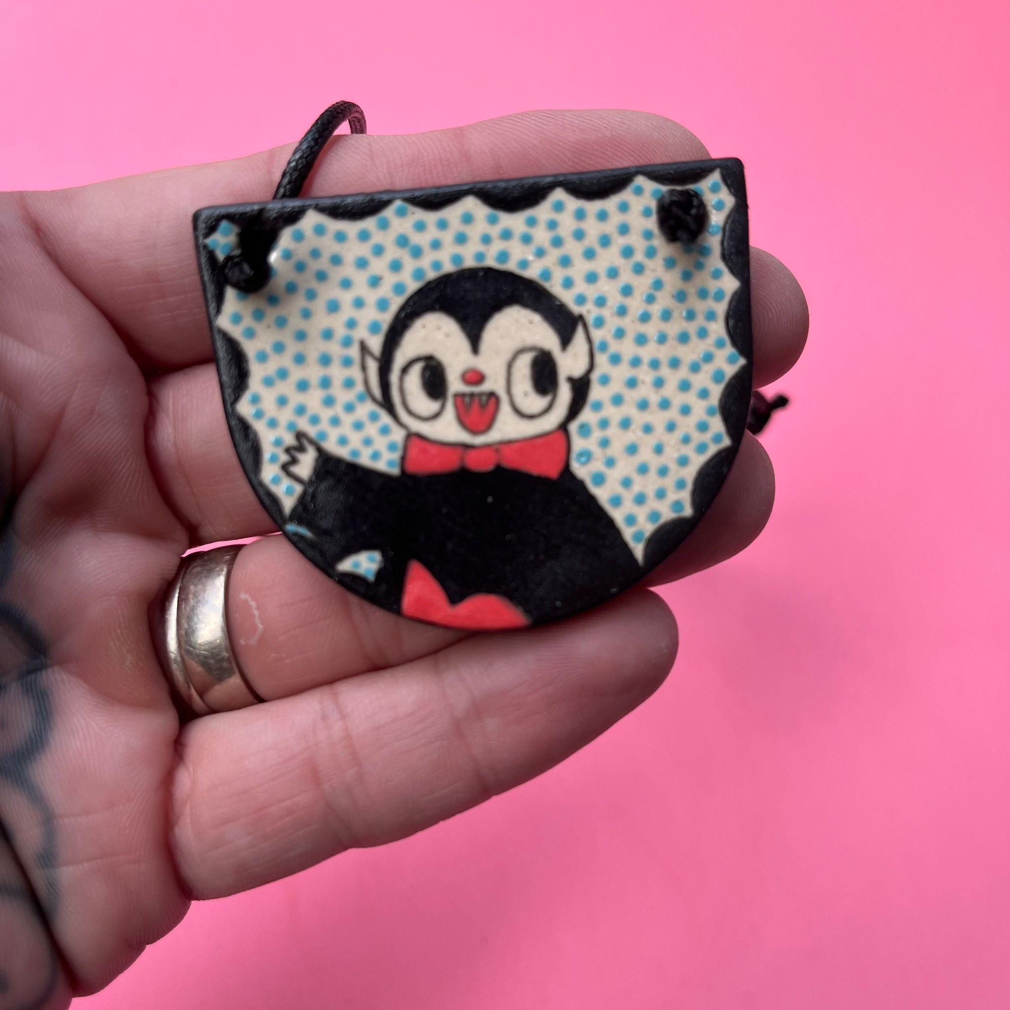 Ceramic Hand Built Vampire Necklace