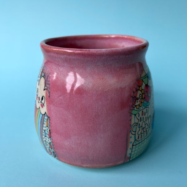Ceramic Wheel Thrown Goats Reading Library Mug 15oz