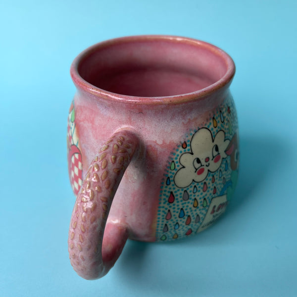 Ceramic Wheel Thrown Goats Reading Library Mug 15oz