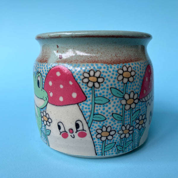 Ceramic Wheel Thrown Frog Embroidery Sewing Mug 12oz