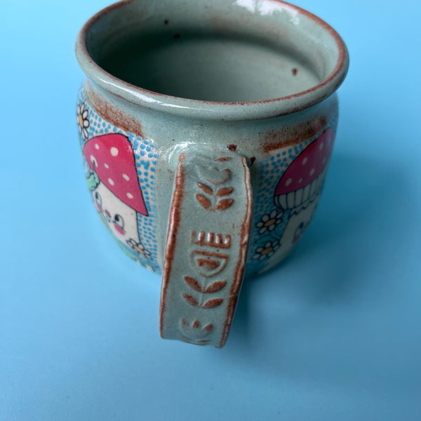 Ceramic Wheel Thrown Frog Embroidery Sewing Mug 12oz