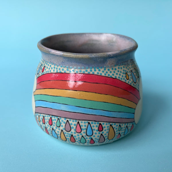 Ceramic Wheel Thrown Rainbow Cloud Mug 10oz