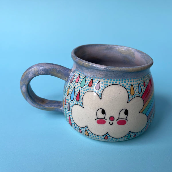 Ceramic Wheel Thrown Rainbow Cloud Mug 10oz