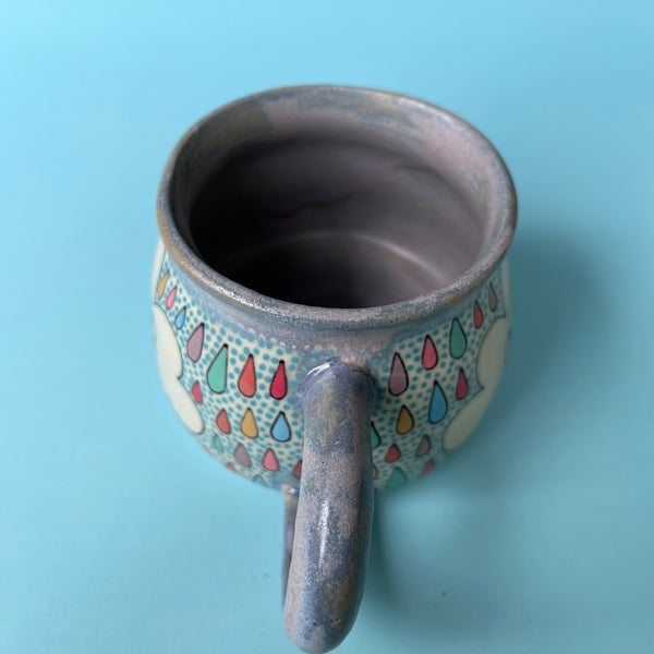 Ceramic Wheel Thrown Rainbow Cloud Mug 10oz