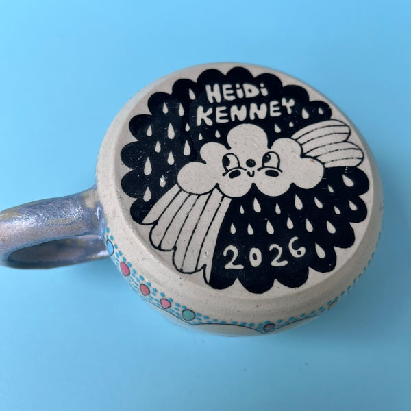 Ceramic Wheel Thrown Rainbow Cloud Mug 10oz