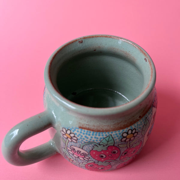 Ceramic Wheel Thrown Garden Bee Mug 13oz