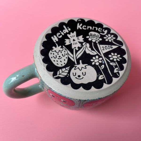 Ceramic Wheel Thrown Garden Bee Mug 13oz