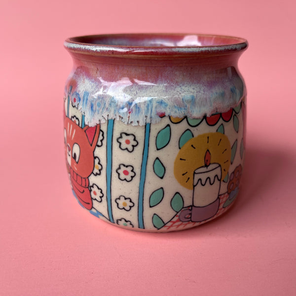 Ceramic Wheel Thrown Cat Crafting Mug 10oz
