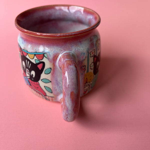 Ceramic Wheel Thrown Cat Crafting Mug 10oz