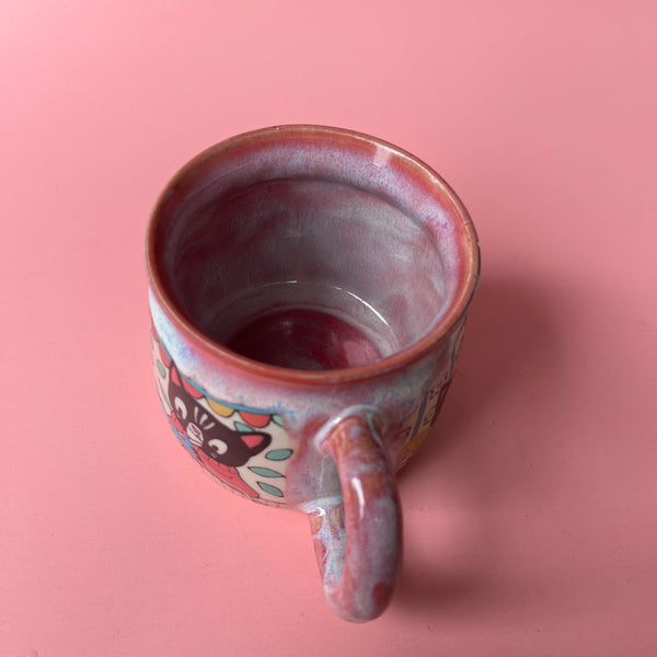 Ceramic Wheel Thrown Cat Crafting Mug 10oz