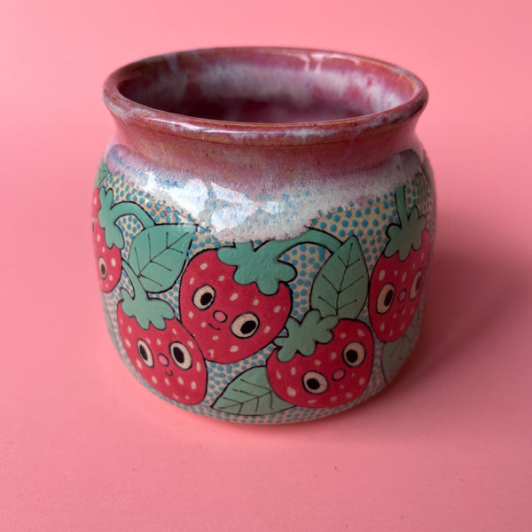 Ceramic Wheel Thrown Strawberry Mug 14oz