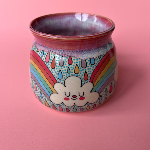 Ceramic Wheel Thrown Rainbow Cloud Mug 12oz