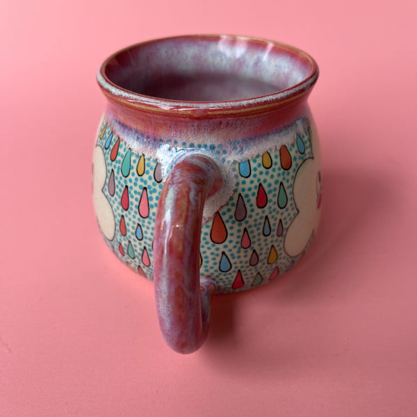 Ceramic Wheel Thrown Rainbow Cloud Mug 12oz