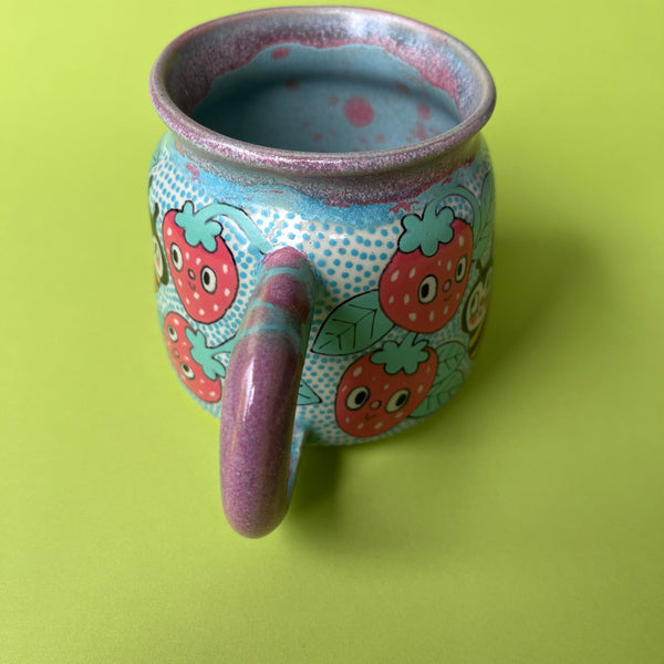 Ceramic Wheel Thrown Strawberry Mug 12.5oz