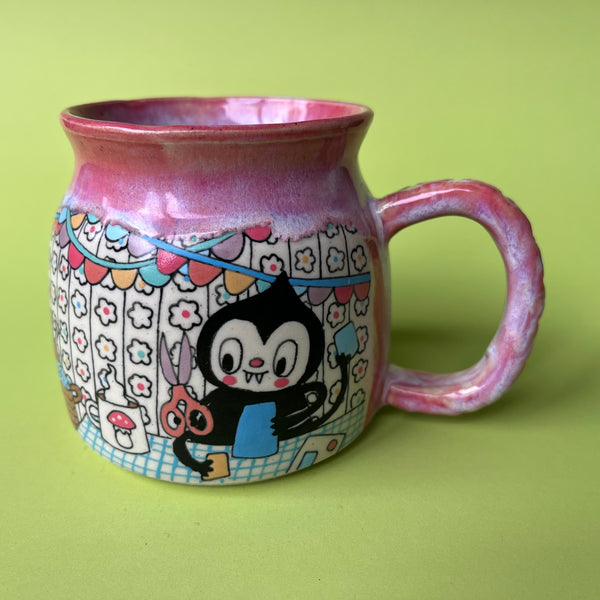 Ceramic Wheel Thrown Spider Crafting Mug 13oz