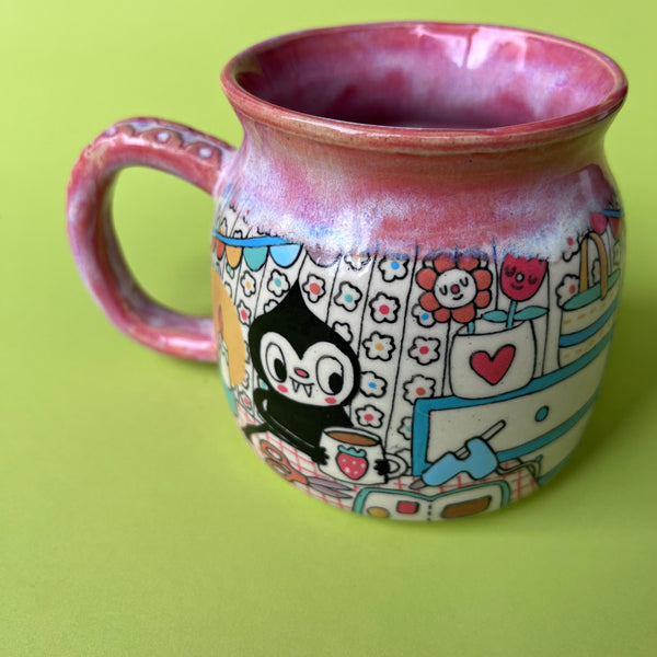 Ceramic Wheel Thrown Spider Crafting Mug 13oz