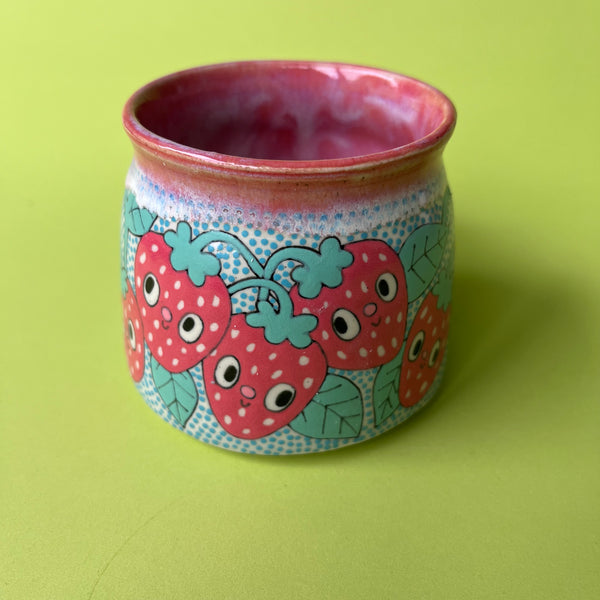 Ceramic Wheel Thrown Strawberry Mug 9oz