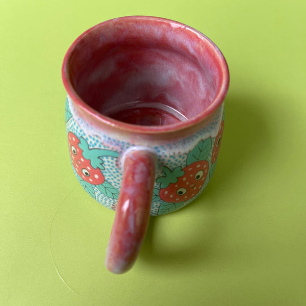 Ceramic Wheel Thrown Strawberry Mug 9oz
