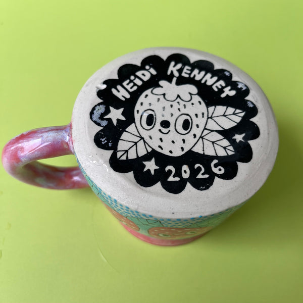 Ceramic Wheel Thrown Strawberry Mug 9oz