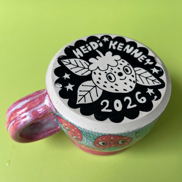 Ceramic Wheel Thrown Strawberry Mug 12oz