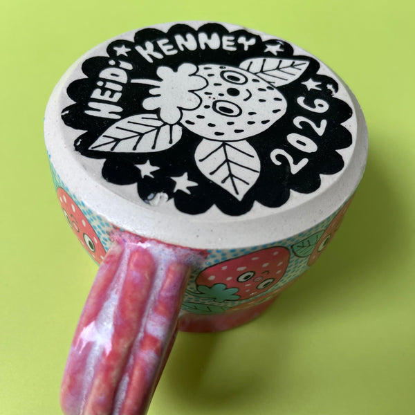 Ceramic Wheel Thrown Strawberry Mug 12oz