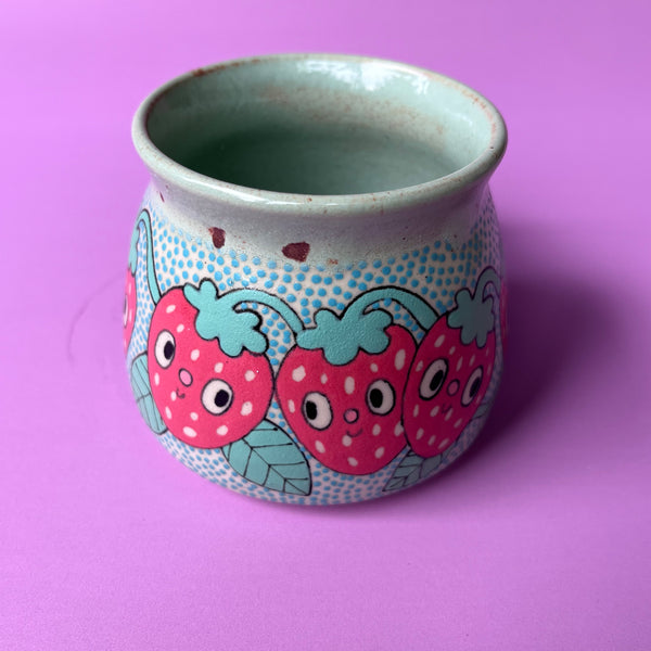 Ceramic Wheel Thrown Strawberry Mug 9oz